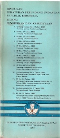 Himpunan Peraturan Perundang-Undangan Republik Indonesia Bidang Pendidikan Dan Kebudayaan